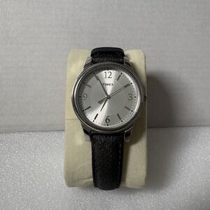 Timex Women's W9 Quartz Dark Blue Leather Strap Silver Dial Watch Works